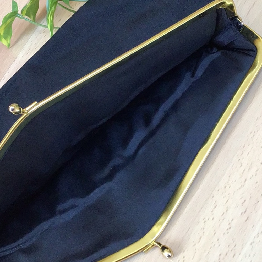 Vintage Like NEW Black Foldover Clutch with Gold Accent - Picture 10 of 10